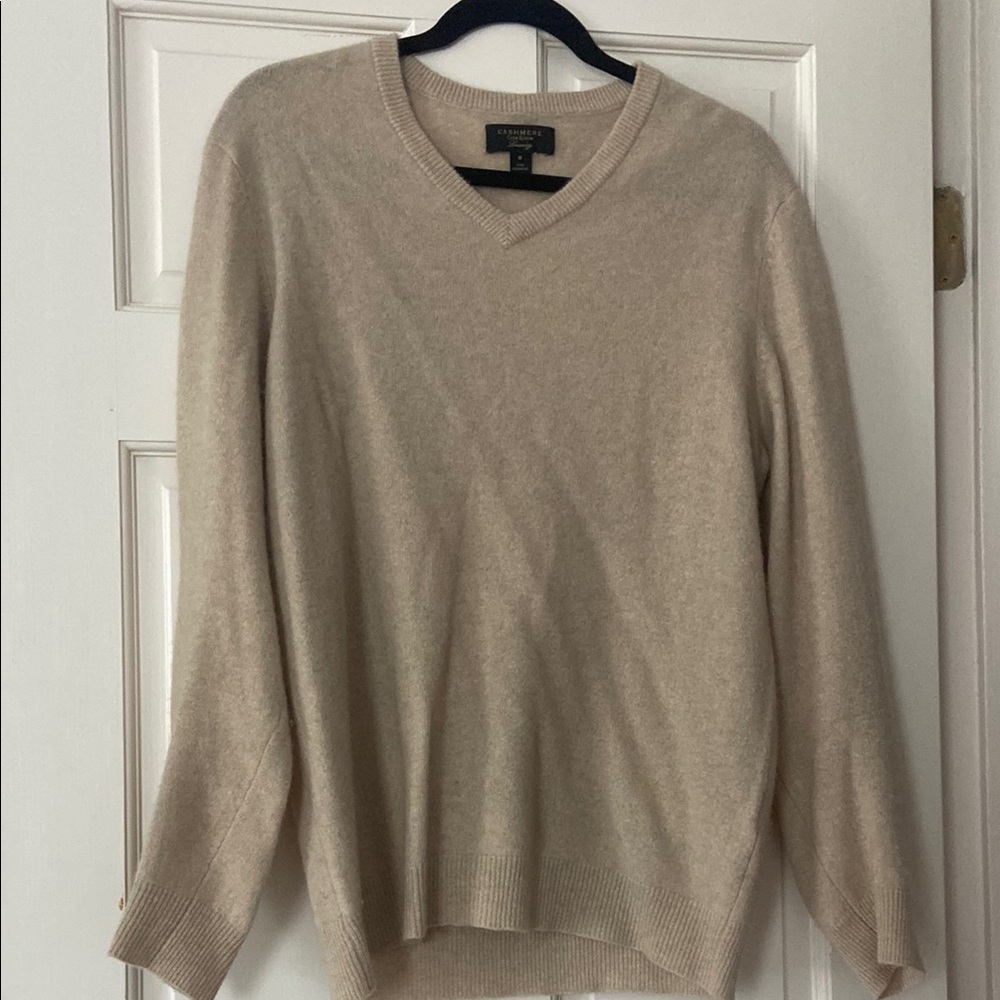 Club Room Cream V-Neck Sweater Soft Knit Ribbed Trim
